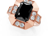 Rose gold Milgrain Fancy Black Radiant Cut Diamond Halo Split Shank Ring_1