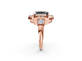 Rose gold Milgrain Fancy Black Radiant Cut Diamond Halo Split Shank Ring_2