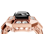 Rose gold Milgrain Fancy Black Radiant Cut Diamond Halo Split Shank Ring_4