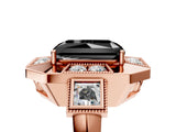 Rose gold Milgrain Fancy Black Radiant Cut Diamond Halo Split Shank Ring_5