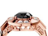 Rose gold Milgrain Fancy Black Round Cut Diamond Halo Split Shank Ring_16
