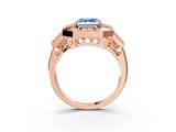 Rose gold Milgrain Fancy Blue Asscher Cut Diamond Halo Split Shank Ring_3
