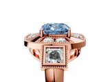 Rose gold Milgrain Fancy Blue Cushion Cut Diamond Halo Split Shank Ring_17