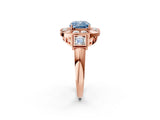 Rose gold Milgrain Fancy Blue Cushion Cut Diamond Halo Split Shank Ring_8