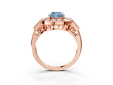 Rose gold Milgrain Fancy Blue Cushion Cut Diamond Halo Split Shank Ring_9
