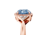 Rose gold Milgrain Fancy Blue Cushion  Cut Diamond Ring with Tapered Pave Band and Four Prong Setting_8