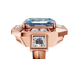 Rose gold Milgrain Fancy Blue Emerald Cut Diamond Halo Split Shank Ring_5
