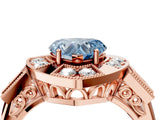 Rose gold Milgrain Fancy Blue Heart Cut Diamond Halo Split Shank Ring_10