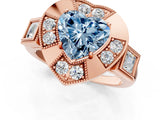 Rose gold Milgrain Fancy Blue Heart Cut Diamond Halo Split Shank Ring_13