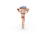 Rose gold Milgrain Fancy Blue Heart Cut Diamond Halo Split Shank Ring_14
