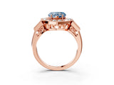 Rose gold Milgrain Fancy Blue Heart Cut Diamond Halo Split Shank Ring_15