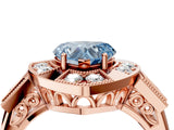 Rose gold Milgrain Fancy Blue Heart Cut Diamond Halo Split Shank Ring_16