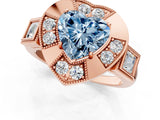 Rose gold Milgrain Fancy Blue Heart Cut Diamond Halo Split Shank Ring_7