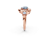 Rose gold Milgrain Fancy Blue Heart Cut Diamond Halo Split Shank Ring_8