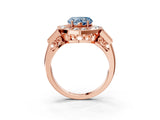 Rose gold Milgrain Fancy Blue Heart Cut Diamond Halo Split Shank Ring_9