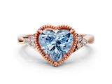 Rose gold Milgrain Fancy Blue Heart  Cut Diamond Ring with Tapered Pave Band and Four Prong Setting_3
