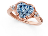 Rose gold Milgrain Fancy Blue Heart  Cut Diamond Ring with Tapered Pave Band and Four Prong Setting_4