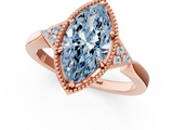 Rose gold Milgrain Fancy Blue Marquise  Cut Diamond Ring with Tapered Pave Band and Four Prong Setting_4