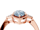 Rose gold Milgrain Fancy Blue Marquise  Cut Diamond Ring with Tapered Pave Band and Four Prong Setting_7