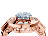 Rose gold Milgrain Fancy Blue Oval Cut Diamond Halo Split Shank Ring_10