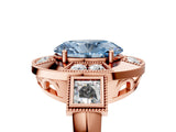 Rose gold Milgrain Fancy Blue Oval Cut Diamond Halo Split Shank Ring_11