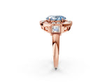 Rose gold Milgrain Fancy Blue Oval Cut Diamond Halo Split Shank Ring_2