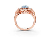 Rose gold Milgrain Fancy Blue Oval Cut Diamond Halo Split Shank Ring_3