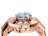 Rose gold Milgrain Fancy Blue Oval Cut Diamond Halo Split Shank Ring_4