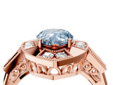 Rose gold Milgrain Fancy Blue Pear Cut Diamond Halo Split Shank Ring_10