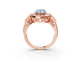 Rose gold Milgrain Fancy Blue Pear Cut Diamond Halo Split Shank Ring_3