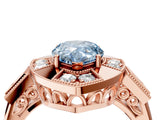 Rose gold Milgrain Fancy Blue Pear Cut Diamond Halo Split Shank Ring_4