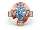 Rose gold Milgrain Fancy Blue Pear Cut Diamond Halo Split Shank Ring_6