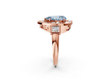 Rose gold Milgrain Fancy Blue Pear Cut Diamond Halo Split Shank Ring_8