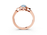 Rose gold Milgrain Fancy Blue Pear  Cut Diamond Ring with Tapered Pave Band and Four Prong Setting_6