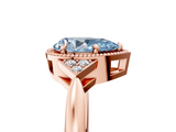 Rose gold Milgrain Fancy Blue Pear  Cut Diamond Ring with Tapered Pave Band and Four Prong Setting_8