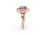 Rose gold Milgrain Fancy Blue Princess Cut Diamond Halo Split Shank Ring_2