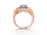 Rose gold Milgrain Fancy Blue Princess Cut Diamond Halo Split Shank Ring_3