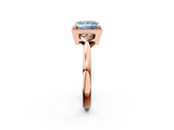 Rose gold Milgrain Fancy Blue Princess  Cut Diamond Ring with Tapered Pave Band and Four Prong Setting_5