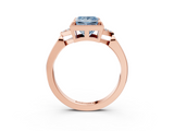 Rose gold Milgrain Fancy Blue Princess  Cut Diamond Ring with Tapered Pave Band and Four Prong Setting_6