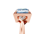 Rose gold Milgrain Fancy Blue Princess  Cut Diamond Ring with Tapered Pave Band and Four Prong Setting_8