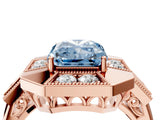 Rose gold Milgrain Fancy Blue Radiant Cut Diamond Halo Split Shank Ring_10