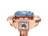 Rose gold Milgrain Fancy Blue Radiant Cut Diamond Halo Split Shank Ring_11