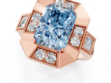 Rose gold Milgrain Fancy Blue Radiant Cut Diamond Halo Split Shank Ring_13