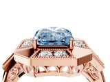 Rose gold Milgrain Fancy Blue Radiant Cut Diamond Halo Split Shank Ring_16