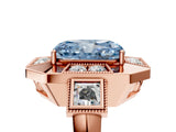 Rose gold Milgrain Fancy Blue Radiant Cut Diamond Halo Split Shank Ring_17