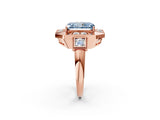 Rose gold Milgrain Fancy Blue Radiant Cut Diamond Halo Split Shank Ring_8