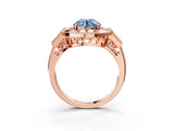 Rose gold Milgrain Fancy Blue Round Cut Diamond Halo Split Shank Ring_3