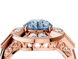 Rose gold Milgrain Fancy Blue Round Cut Diamond Halo Split Shank Ring_4