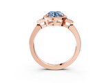 Rose gold Milgrain Fancy Blue Round  Cut Diamond Ring with Tapered Pave Band and Four Prong Setting_6