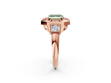 Rose gold Milgrain Fancy Green Asscher Cut Diamond Halo Split Shank Ring_2